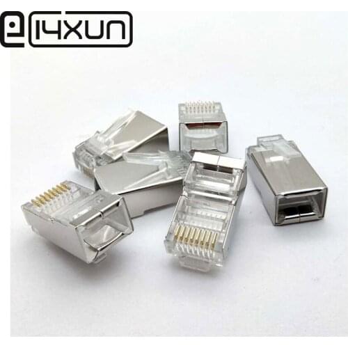 EClyxun RJ45 Connector Cat5E 8P8C Modular Ethernet Cable Head Plug Gold-plated Crimp Network RJ 45 Connector