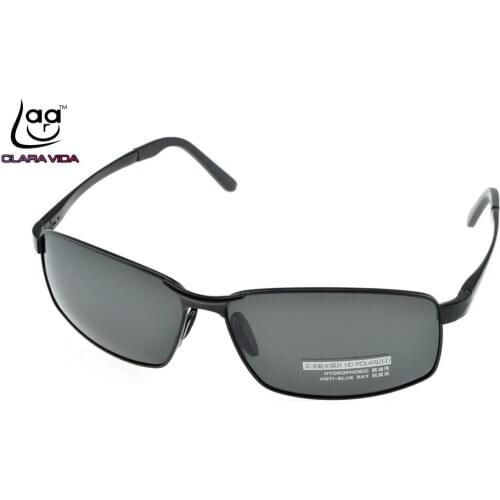Brand CLARA VIDA Al-Mg Alloy Inner Coating Polarized Sunglasses Men Black UV Polaroid Sport Driving Outdoor Designer Sun Glasses