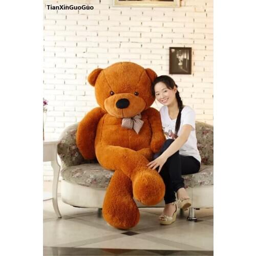 Huge 180cm dark brown teddy bear plush toy bowtie cartoon bear soft doll hugging pillow birthday gift h1319