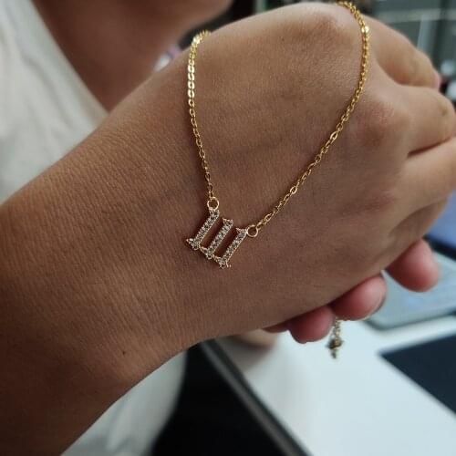 Zircon Angel Number Necklaces For Women 111 222 333 444 555 666 777 888 999 Devil Necklace Stainless Steel Choker BFF Jewelry