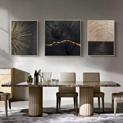 Black Golden Plant Leaf Flowers Canvas Poster Print Living Room Decoration Picture Modern Home Decor Abstract Wall Art Painting
