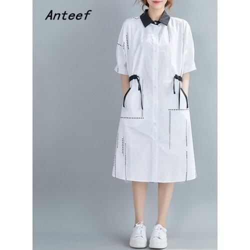 Short sleeve vintage dresses for women casual loose midi woman summer shirt dress elegant clothes 2021 sundress