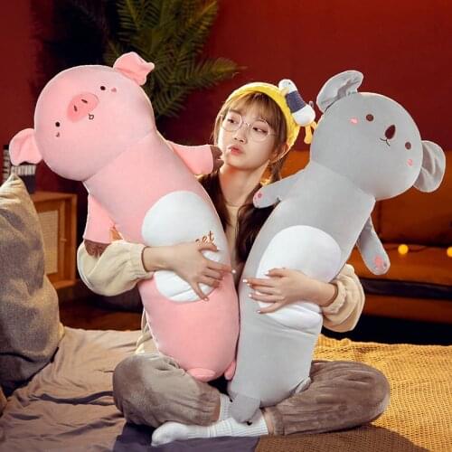 50-110cm New Cute Long Sleeping Pillow Pig Husky Koala Pug Plush Toys Soft Cartoon Dolls Sofa Back Cushion for Girls Baby