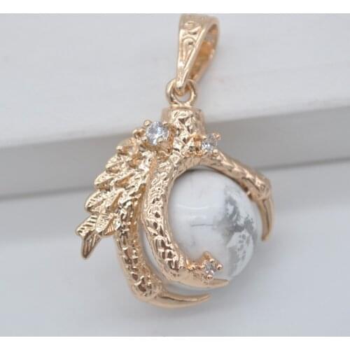 White Howlite Bead Dragons Talons GEM Pendant Jewelry For Gift S921