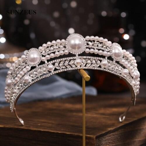 Half Circle Tiaras and Crown for Bridal Headwear Wedding Hair Accessories Jewelry Pearls Elegant Women Head Piece HD30