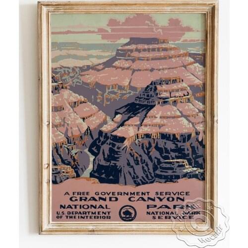 American National Park Travel Scenery Spot Poster, Grand Canyon Vintage Art Prints, National Treasure Landscape Home Wall Decor