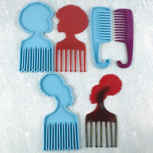 Afro Pick Comb Resin Molds Hair Pick Silicone Molds for Long Thick Curly Afro Hair Comb Resin Mold DIY Hairdressing Styling Tool