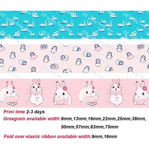 Cute rabbit pink ribbon lovely animal ribbon Bow Home Party Wedding Supplies Hair Bow DIY Sewing Craft 50 yards