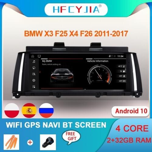 Android 10 System Car GPS Navi Stereo For BMW X3 F25 X4 F26 2011-2017 IPS Touch Screen Recorder 2+32GB RAM WIFI Google BT
