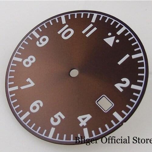 Sunburst Red 33.6mm Sterile Steel Watch Dial fit NH35A C 3 Green Luminous White Hand Date Window