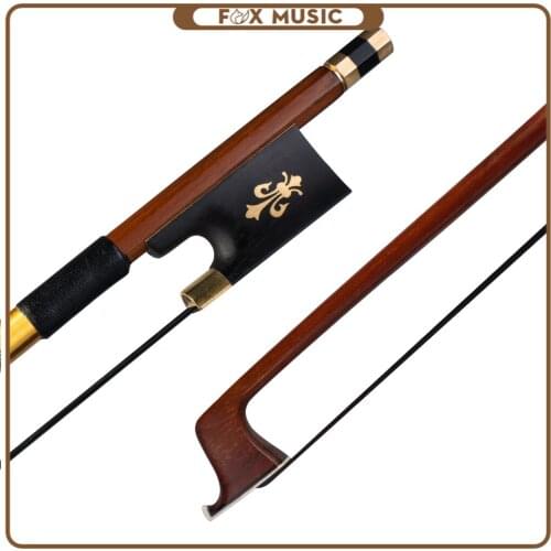 Advanced IPE Bow 4/4 Violin Bow Round Stick Black Horsehair Ebony Frog W/ Fleur-de-lis Inlay Brass Mounted
