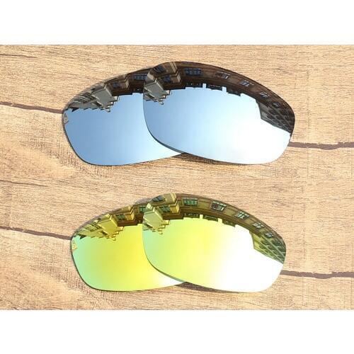 Vonxyz 2 Pairs Chrome Mirror & 24K Mirror Polycarbonate Replacement Lenses for-Oakley Split Jacket Frame