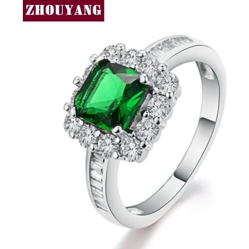 Blue Gem Created Blue Crystal Silver Color Wedding Cubic Zirconia Finger Ring Crystal Brand Jewelry for Women ZYR475