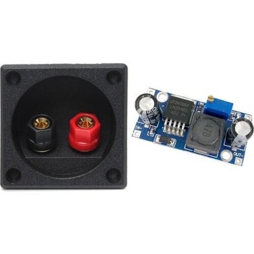 1 Pcs Square Board Binding Post Speaker Box & 1 Pcs 3A Buck Converter Step Down Diy Kit Electronic PCB Board Module