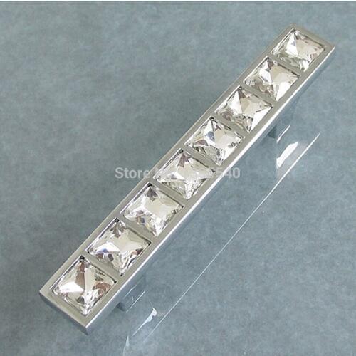 New 10pcs 64mm Square Crystal Cabinet Drawer Handle Cabinet Kitchen Knob Wardrobe Closet Pull Shoesbox Handles Win Cabinet Pulls