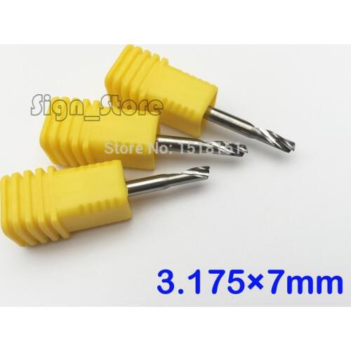 10pcs / lot High Quality Aluminium CNC Router Single Flute Spiral Bits 1/8'' 3.175mm 7mm