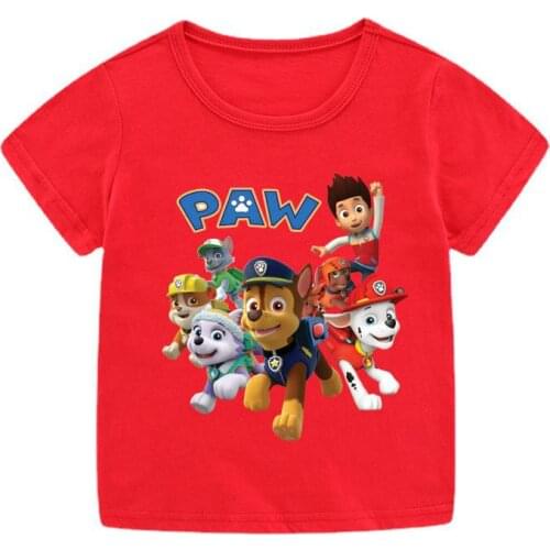 [100% Cotton] Paw Patrol Childrens Short-sleeved Child Clothing Pure Cotton Half-sleeved Baby Cartoon Summer T-shirt Casual Top
