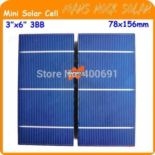 100pcs 2-2.1W 78x156mm 3"x 6" 3BB high efficiency small polycrystalline solar cell for DIY mini panel Free Shipping