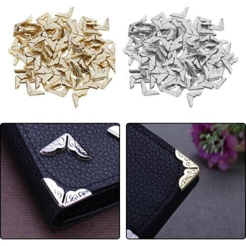 100pcs Notebook Scrapbooking Menus Corner Folders Protectors Metal Sliver Gold Tone Decorative Corners For Folders File Albums
