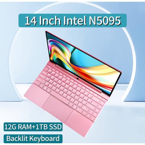 14'' Pink Laptop Notebook Computer Intel N3350 Backlit Keyboard 8GB 2.4G 5G Dual Wifi Gaming Laptops Windows 10 Pro Netbook