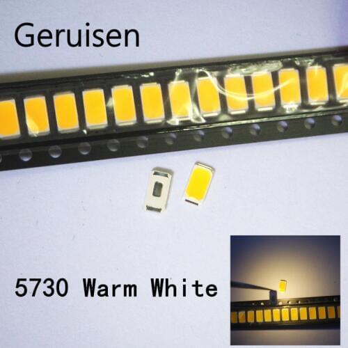 200PCS 5630 SMD LED 5730 Warm White Low-Mid Power diodes 0.5W 45-60LM CCT:4000-4500K I(Ma):150MA CHIP Free shipping warm hite