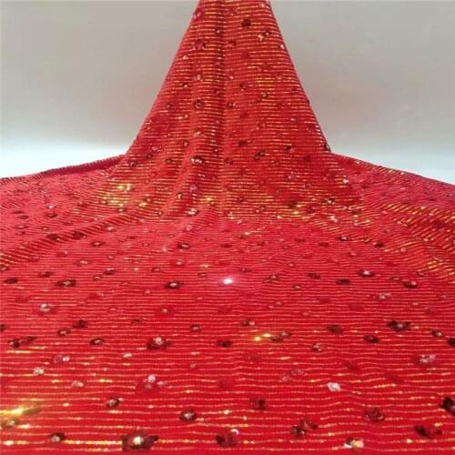 2020 red New Design African Lace Fabric Wholesale French Lace Fabric green High Quality Nigerian Tulle Sequins Lace Fabric