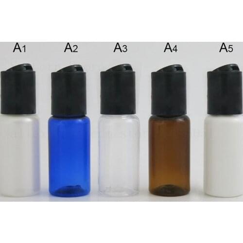 50pcs 15ml Blue Amber PET Plastic Cosmetic Cream Emulsion Serum Lotion Bottle with Disk Cap Small Travel Portable Bottles