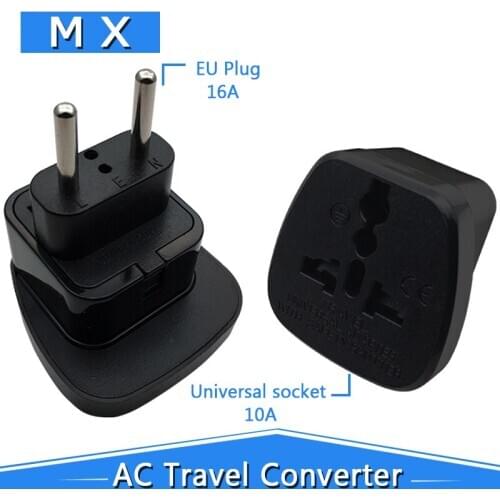 EU Travel Adapter Plug with Security Gate Multi-Country Converter for Middle East South America EU Countries Russia
