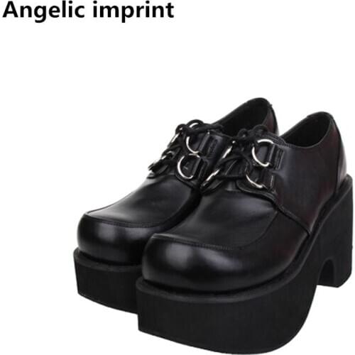 Angelic imprint woman mori girl lolita cosplay punk shoes lady high wedges heels pumps women princess dress party shoes 9cm 47