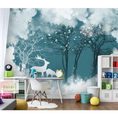 Bacal Custom 3D Photo Wallpaper Creative Abstract Home Decor Nordic Style Tree Branches Sky Papel De Parede Desktop Mural 5D