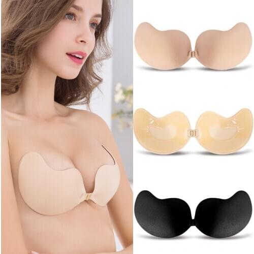 UMKA New Sexy Strapless Backless Bra Super Push Up Invisible Non Slip Plus Size Sticky Bra Silicone For Women Self Adhesive Bra