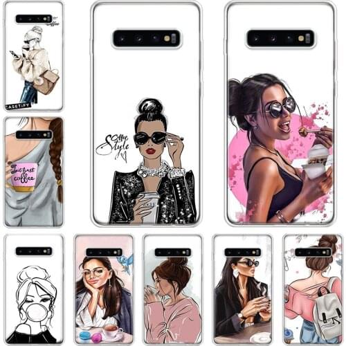 Coffee Art Princess Phone Case For Samsung Galaxy A71 A70 A51 A50 A41 A40 A30 A21 A10 A01 A90 A20S A20E A10S M30S A6 A7 A8 A9Plu