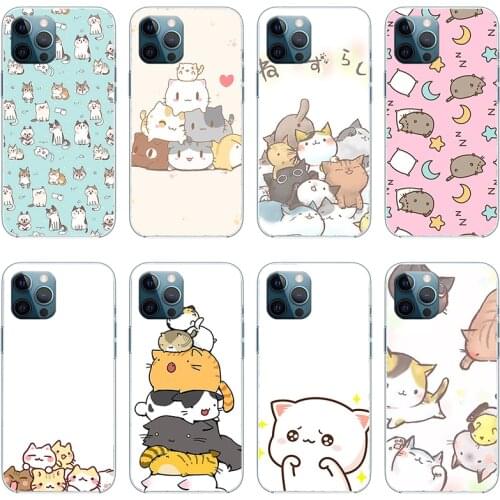 Cute cat phone case For Phone 11 12 Pro Max X XS XR Xs Max Mini 6 6s 7 8 Plus Silica gel Cover