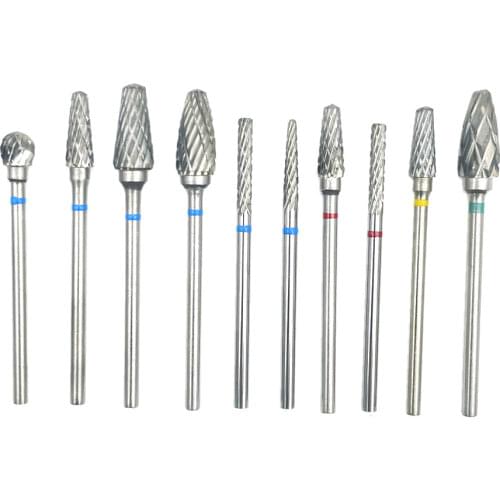 10 Style Choice Tungsten Carbide Nail Drill Bits Machine Nail Cutter Nail File Manicure Dental Tungsten Carbide Burs