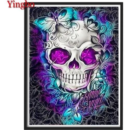 Skull Butterfly Painting Full DIY 5D Diamond Painting cross stitch kits halloween gifts diamond mosaic embroidery art