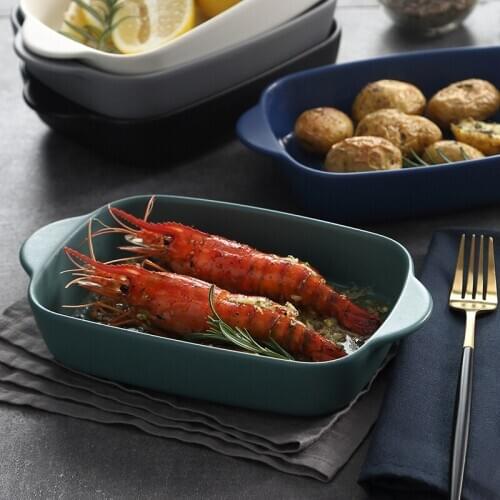 Nordic Ceramic Cheese Baked Plate Baking Dish Tray Western Dishes Oven Solid Color Gratin Dishes Bowl High Temperature Tableware