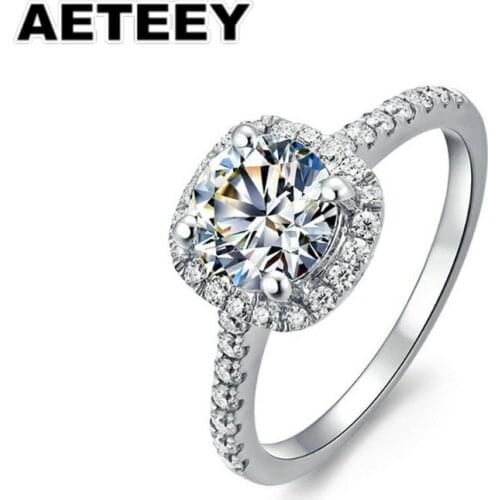 925 Sterling silver moissanite ring women temperament 1ct square bag bright engagement wedding ring jewelry souvenir gift JF-02