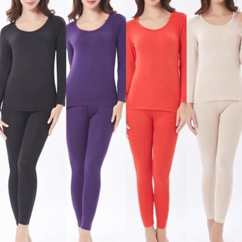 Autumn Winter Women Casual Blouse Top Long Pants Thermal Underwear Set Outfit Warm Clothes Plus Size 2XL For Female
