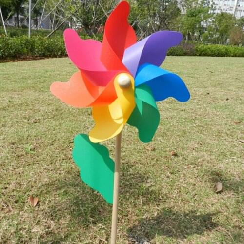 Beautiful 45cm Wood Garden Yard Party Windmill Wind Spinner Ornament Decoration Kids Toys High Quality