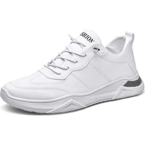 Leather Casual Sneakers Men Platform Shoes Height Increasing Sports Shoes Man Vulcanized Shoes White Shoes Fashion Jogging Shoes