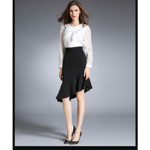 Summer New Irregular Lotus Leaf Ruffles Skirt Fish Tail Step Skirt