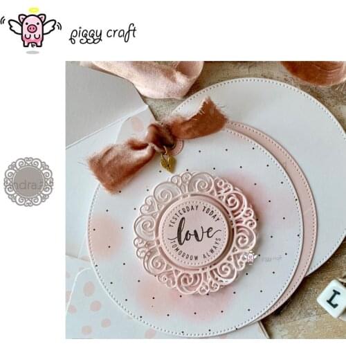 Piggy Craft metal cutting dies cut die mold Lace heart round plate Scrapbook paper craft knife mould blade punch stencils dies