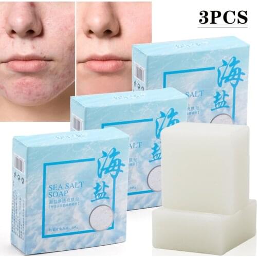 1/2/3Pcs Goat Milk Soap Sea Salt Soap Cleaner Removal Pimple Pores Acne Moisturizing Face Wash Handmade Soap Base Face Skin Care