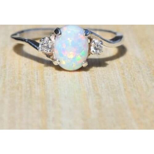 Wedding Rings Women Silver Color Rings Oval Cut Fire Opal Zircon Band Crystal Rings Engagement Ring For Women Jewelry Gift 2021