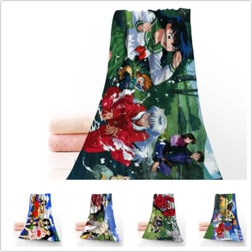 Custom Japanese anime Inuyasha 35*75cm Face Towels Facecloth Microfiber Washcloth Quick drying Sports Towel