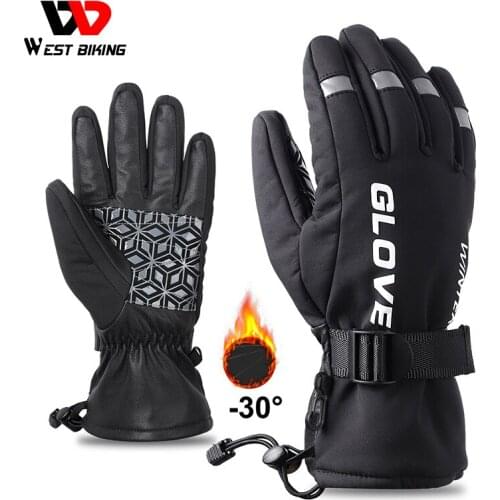 WEST BIKING Ski & Snow Gloves Waterproof Windproof Winter Snowboard Cycling Gloves for Men Touch Screen Thermal Sports Mitten