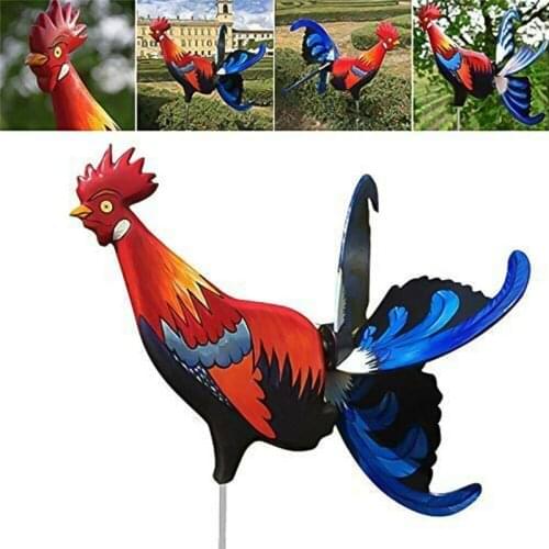 Rooster Windmill Garden Decor Courtyard Farm Decor Backyard Statue Vivid Sculpture Handmade Garden Decoration Chicken Figure