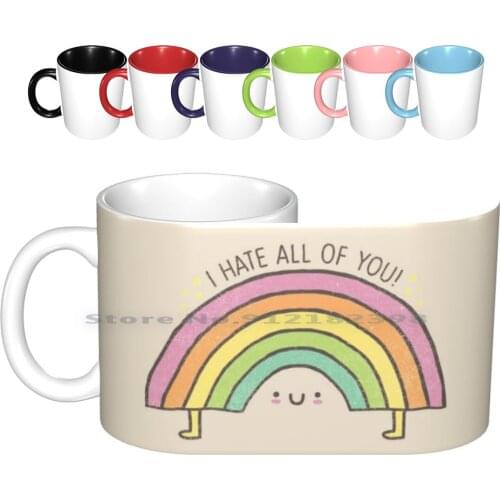 Truth Be Told.... Ceramic Mugs Coffee Cups Milk Tea Mug Rainbow Doodle Happy Funny Joke Hate Insult Sarcasm Silly Dumb Stars
