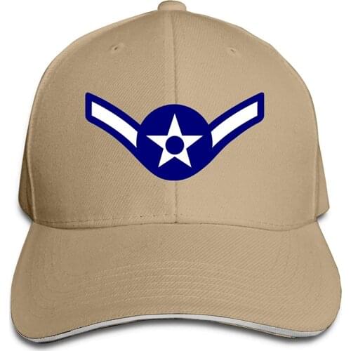 Hats For Men Women Air Force Airman Rank Insignia Adjustable Baseball Caps Vintage Sandwich Cap