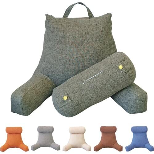 Detachable Big Backrest Reading Bed Rest Pillow Lumbar Support Chair Cushion With Arms Plush Memory Foam Fill For Home Office